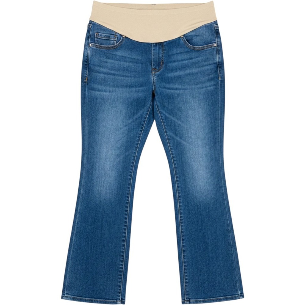 Old Navy Maternity Jeans Women 10 Regular Blue Boot Cut Full Panel Stretch Denim